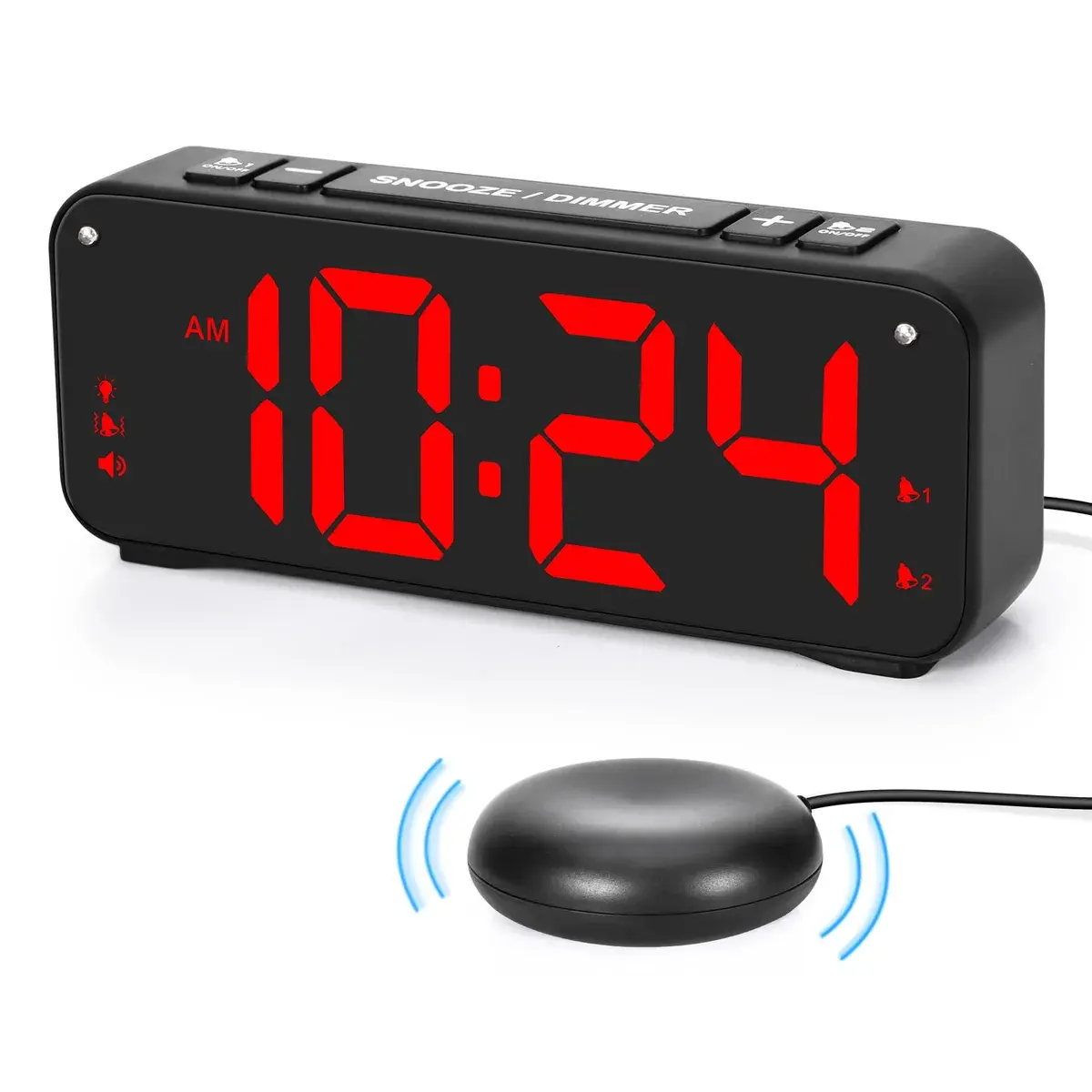 F1089 heavy sleeper alarm clock with bed shaker and 115dB loud alarm for wholesale